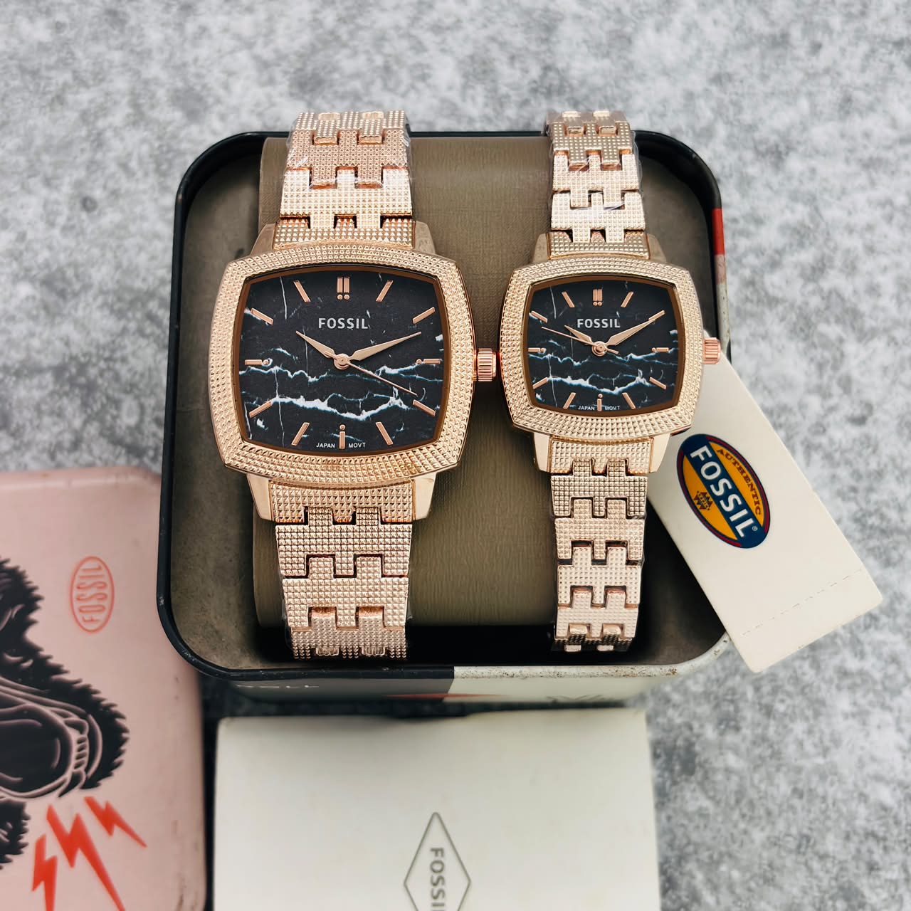 Fossil Nick Jonas Black Dial Couple Watch