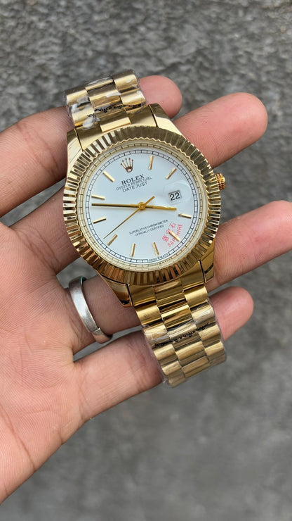 Rol-ex Datejust White Dial Analog Watch For Men's