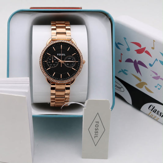 Fossil Tailors Chronograph Black Dial Metal Belt Women's Watch