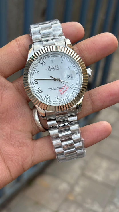 Rol-ex Datejust White Dial Roman Number Analog Men's Watch