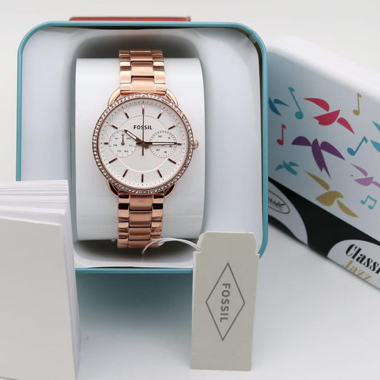 Fossil Tailors Chronograph White Dial Metal Belt Women's Watch
