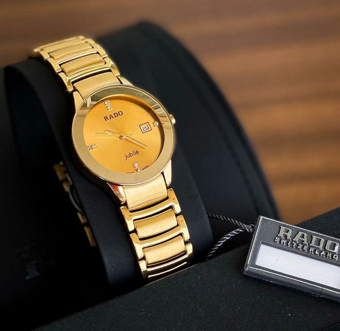 Rado Ceramic Gold Dial For Men's Analog Watch