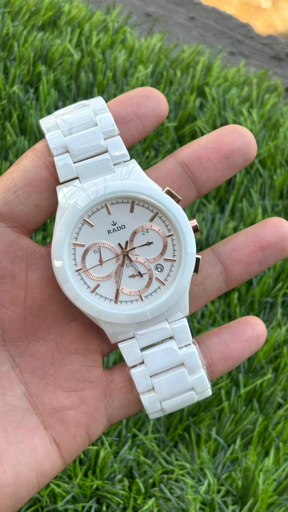 Rado HyperChrome Automatic White Dial Chronograph Watch For Men's
