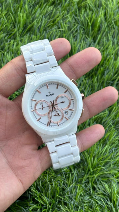 Rado HyperChrome Automatic White Dial Chronograph Watch For Men's