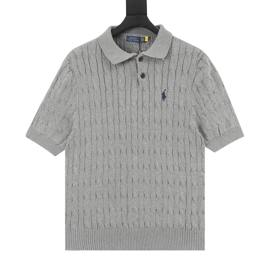 Ralph Lauren Spurs Knitted Polo Shirt Gray