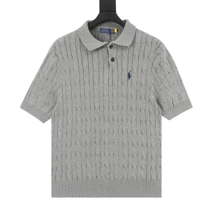 Ralph Lauren Spurs Knitted Polo Shirt Gray