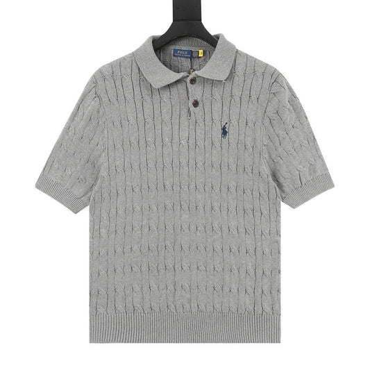 Ralph Lauren Spurs Knitted Polo Shirt Gray