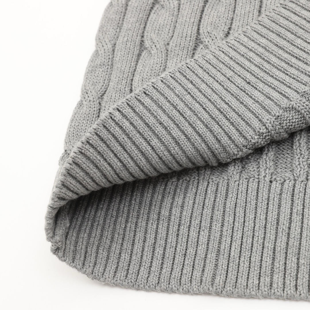 Ralph Lauren Cable-Knit Crewneck Sweater Gray