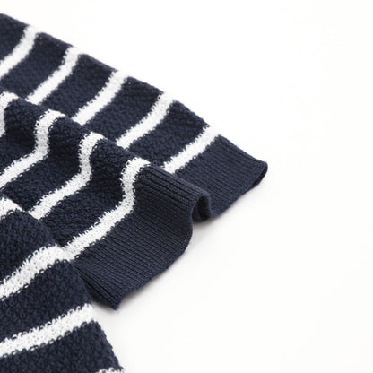 Ralph Lauren Pony Logo Striped Knitted Polo Shirt Navy/White