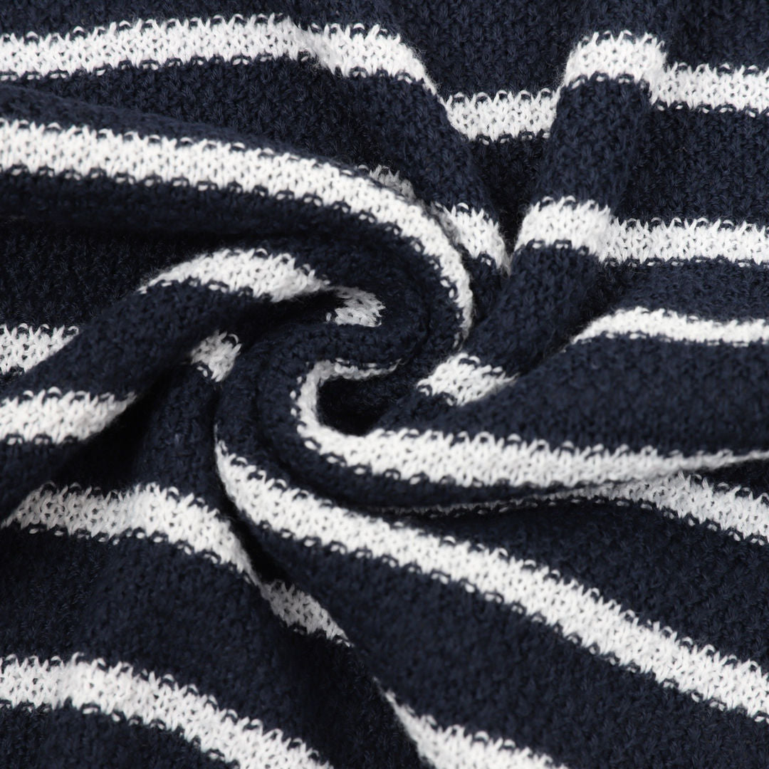 Ralph Lauren Pony Logo Striped Knitted Polo Shirt Navy/White
