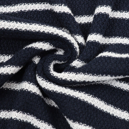 Ralph Lauren Pony Logo Striped Knitted Polo Shirt Navy/White