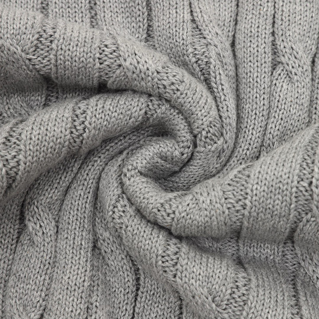 Ralph Lauren Cable-Knit Crewneck Sweater Gray