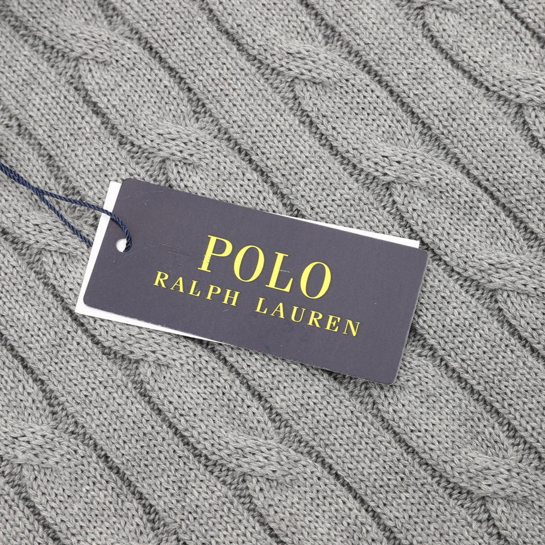 Ralph Lauren Cable-Knit Crewneck Sweater Gray