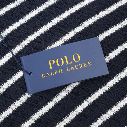 Ralph Lauren Pony Logo Striped Knitted Polo Shirt Navy/White