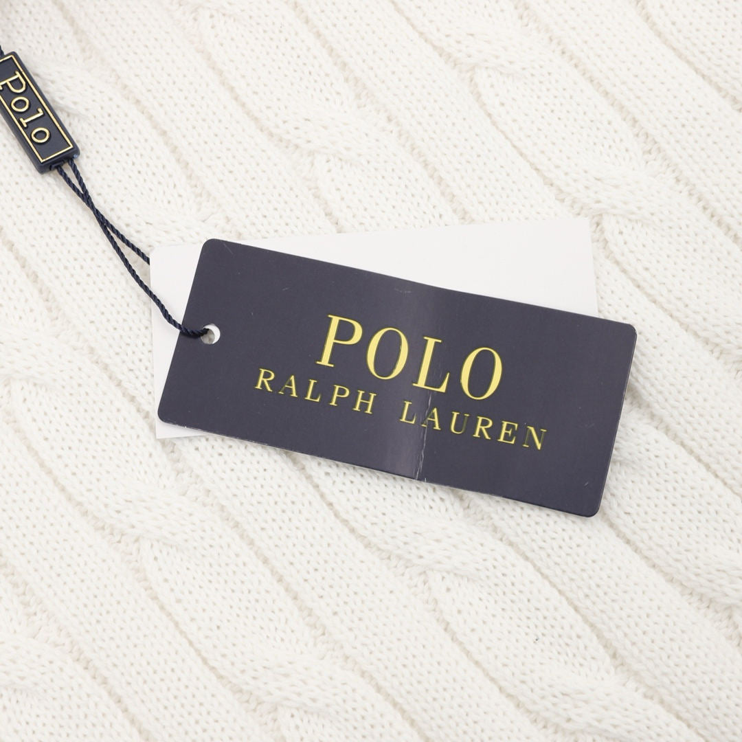 Ralph Lauren Cable-Knit Crewneck Sweater White
