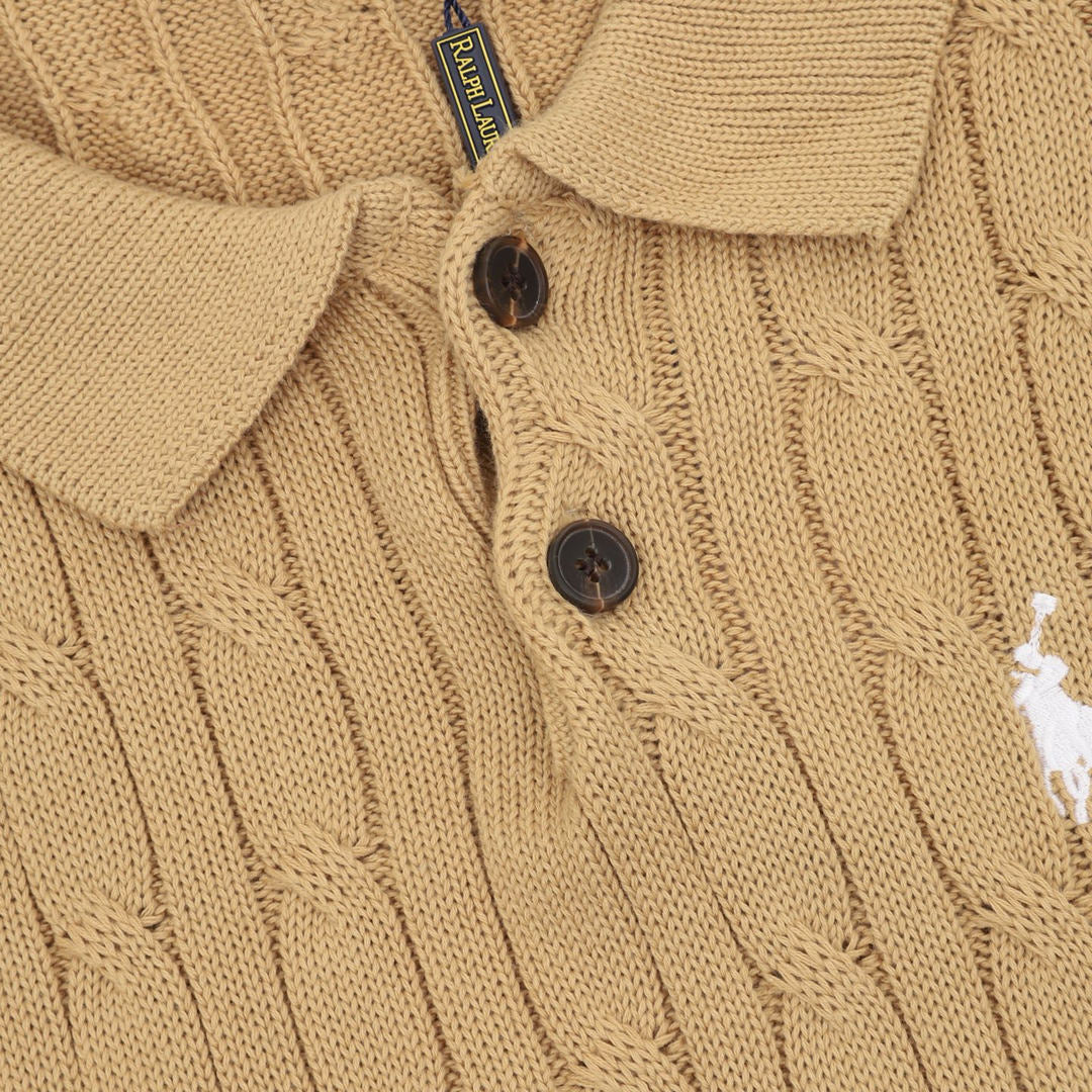 Ralph Lauren Spurs Knitted Polo Shirt Camel