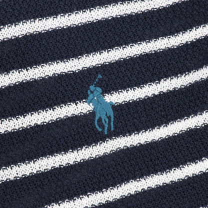 Ralph Lauren Pony Logo Striped Knitted Polo Shirt Navy/White