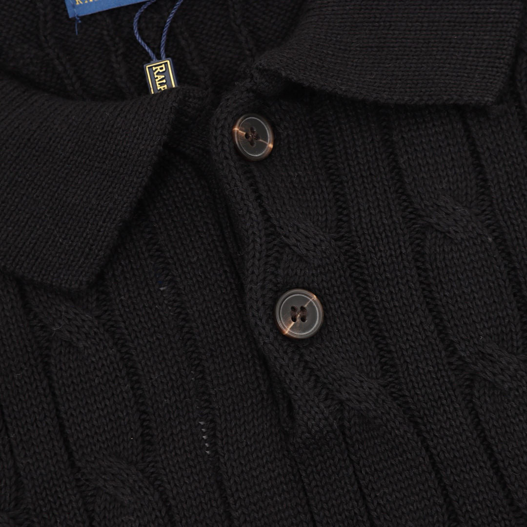 Ralph Lauren Spurs Knitted Polo Shirt Black