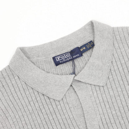 Ralph Lauren Pony Lapel Striped Polo Shirt Gray
