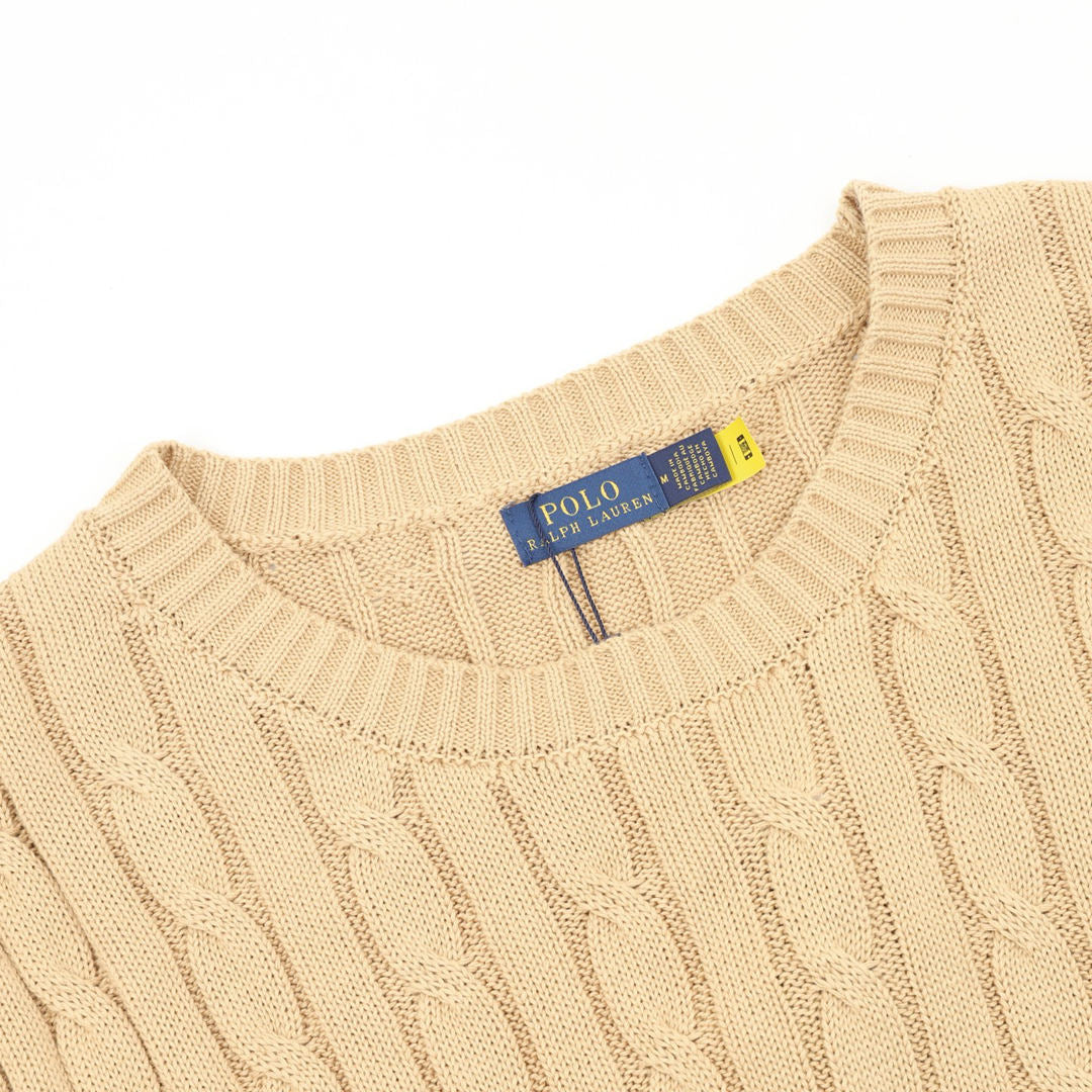 Ralph Lauren Cable-Knit Crewneck Sweater Camel