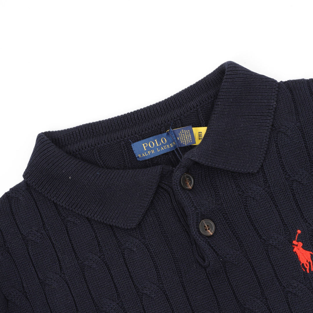 Ralph Lauren Spurs Knitted Polo Shirt Navy
