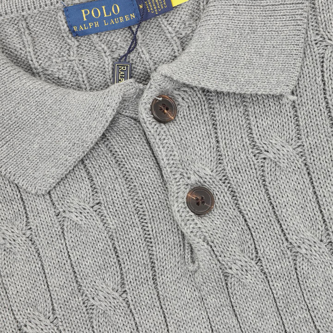 Ralph Lauren Spurs Knitted Polo Shirt Gray