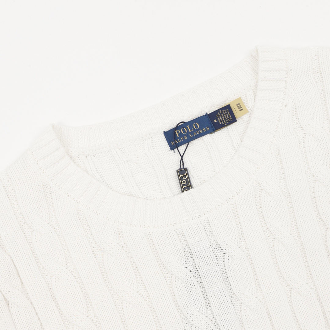 Ralph Lauren Cable-Knit Crewneck Sweater White