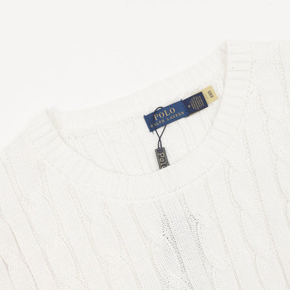 Ralph Lauren Cable-Knit Crewneck Sweater White