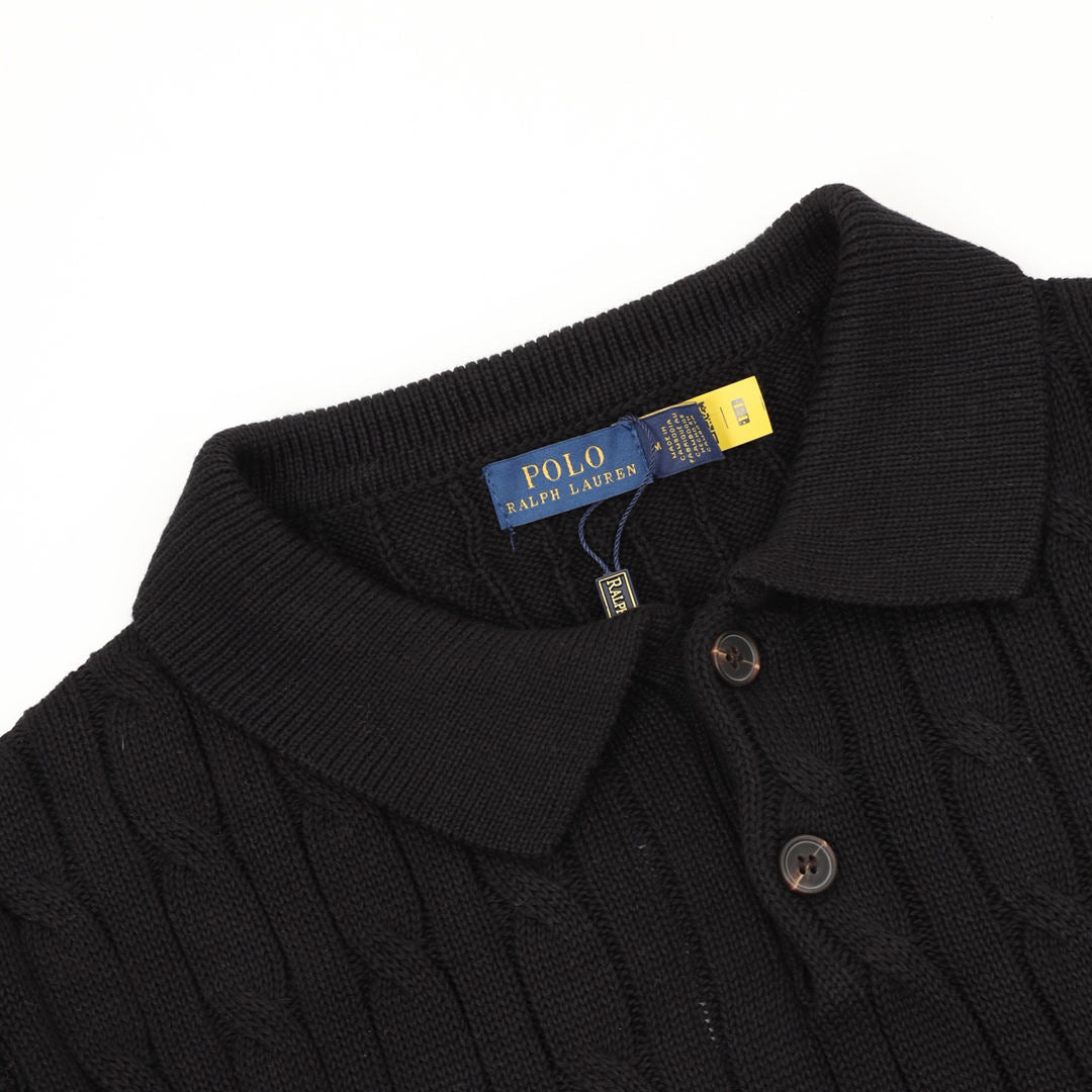 Ralph Lauren Spurs Knitted Polo Shirt Black