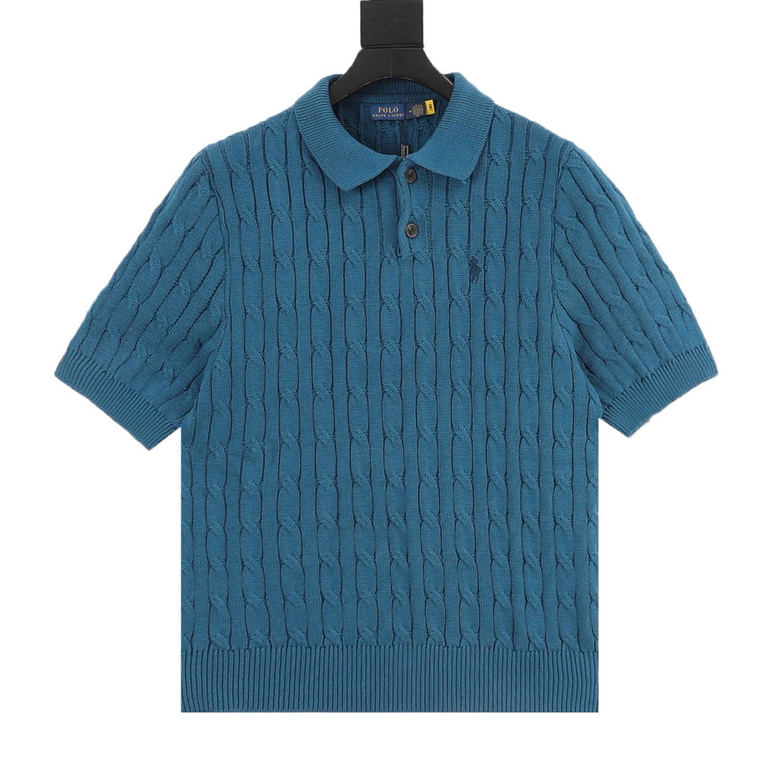 Ralph Lauren Spurs Knitted Polo Shirt Teal