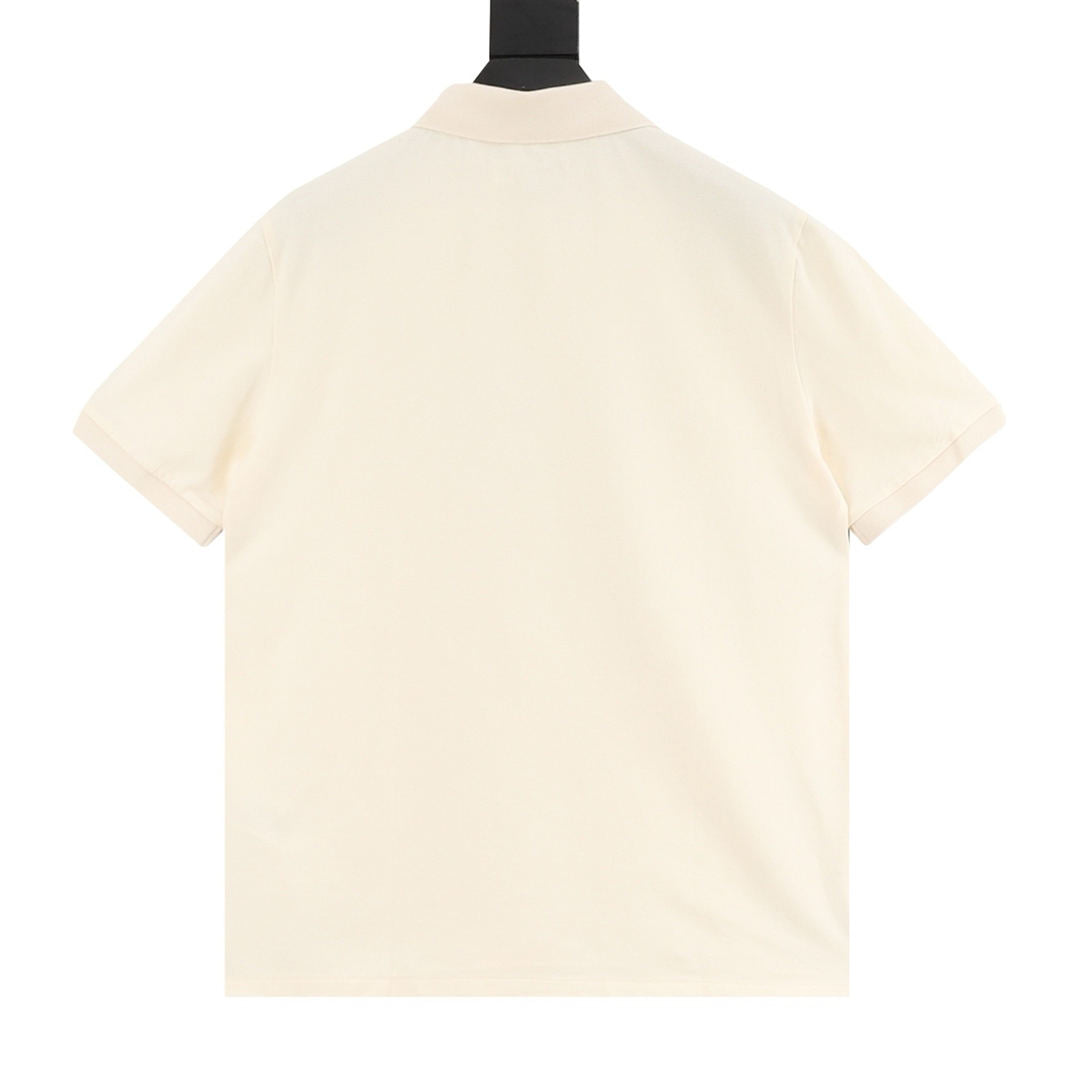 Ralph Lauren Pony Lapel Striped Polo Shirt Cream