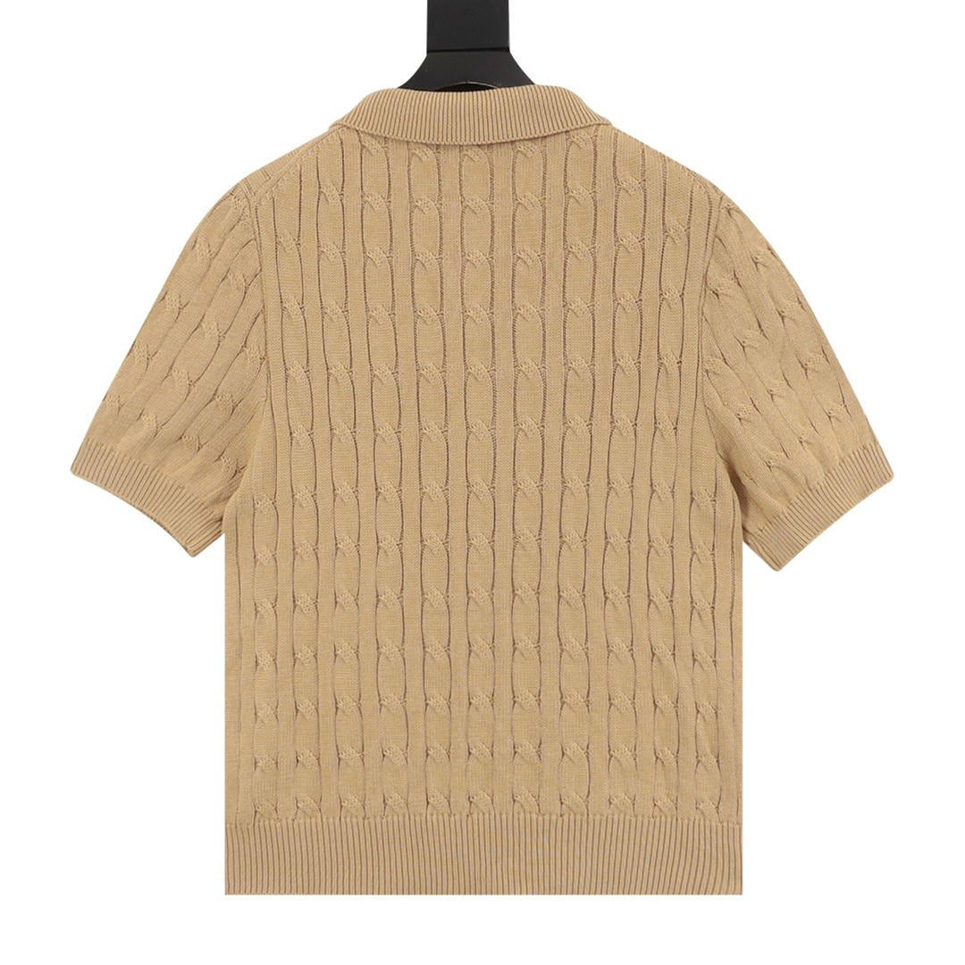 Ralph Lauren Spurs Knitted Polo Shirt Camel