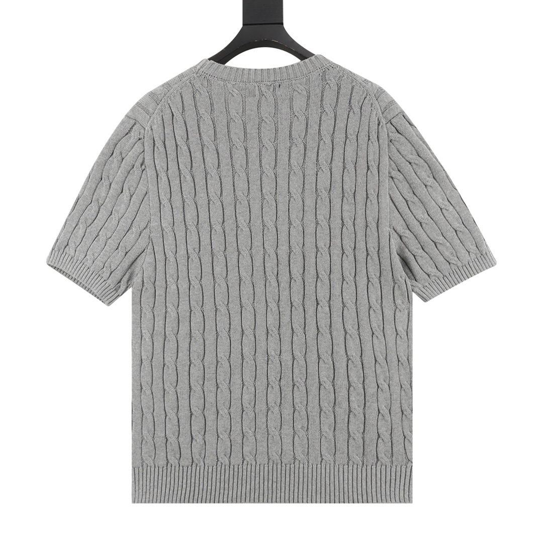 Ralph Lauren Cable-Knit Crewneck Sweater Gray