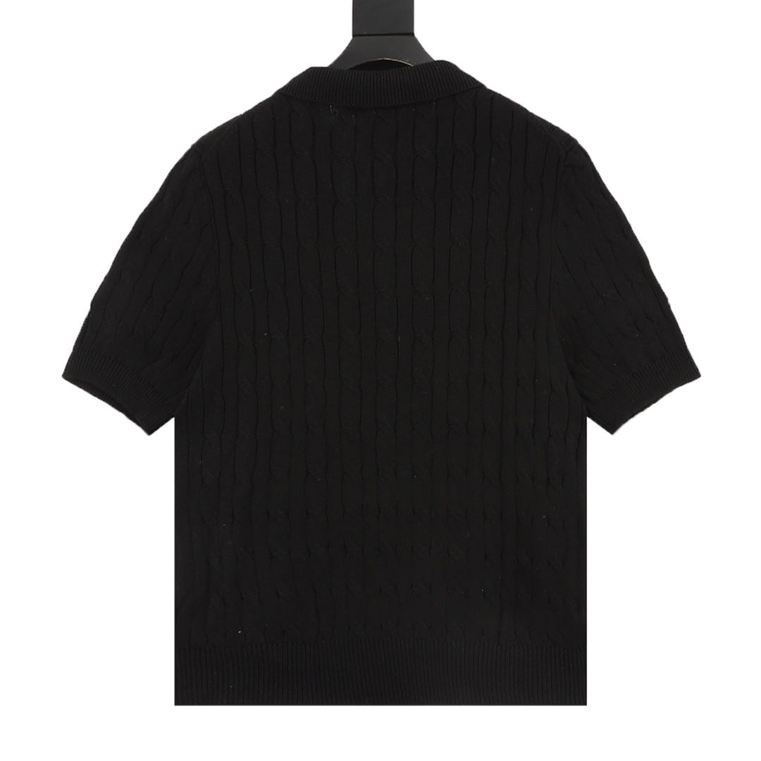 Ralph Lauren Spurs Knitted Polo Shirt Black