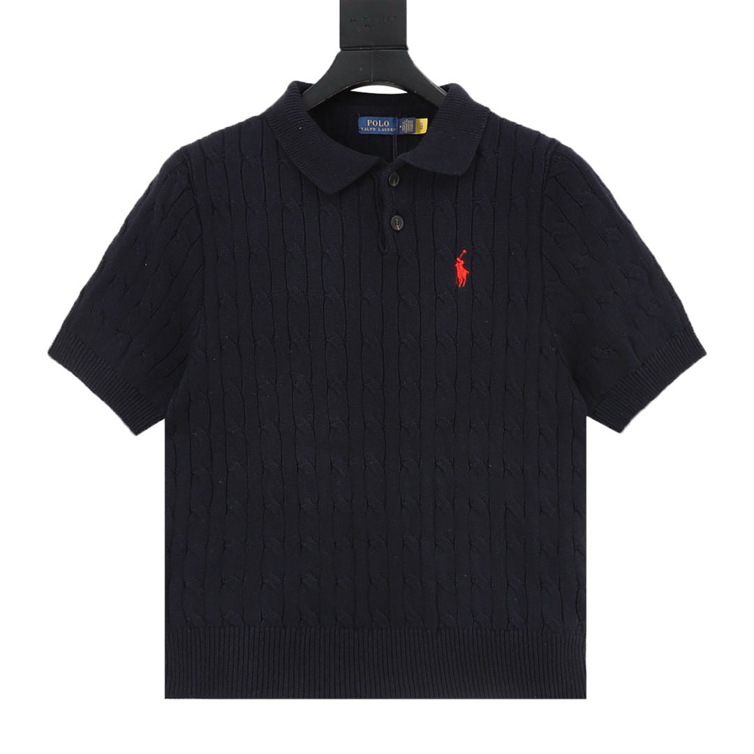 Ralph Lauren Spurs Knitted Polo Shirt Navy