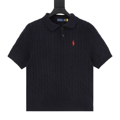 Ralph Lauren Spurs Knitted Polo Shirt Navy