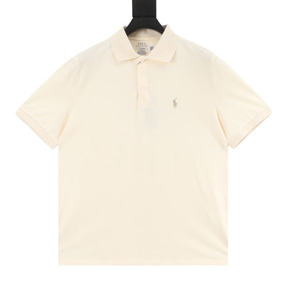 Ralph Lauren Pony Lapel Striped Polo Shirt Cream