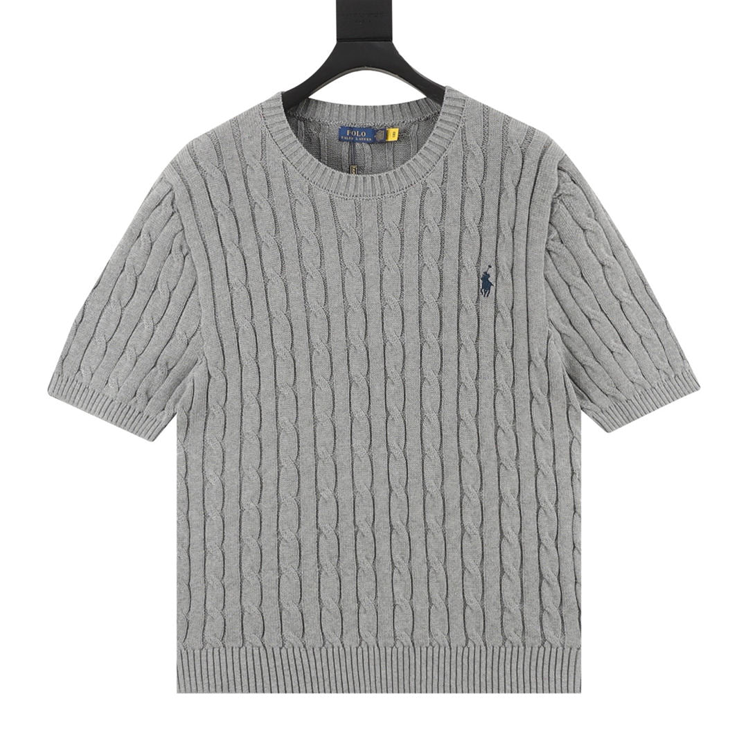 Ralph Lauren Cable-Knit Crewneck Sweater Gray