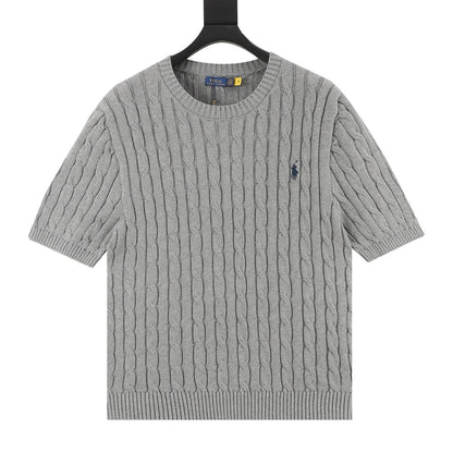 Ralph Lauren Cable-Knit Crewneck Sweater Gray
