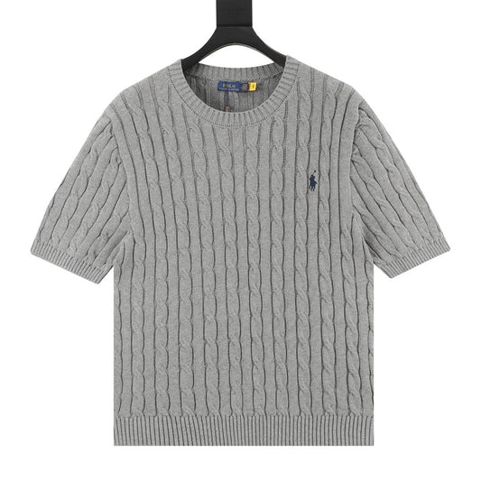 Ralph Lauren Cable-Knit Crewneck Sweater Gray