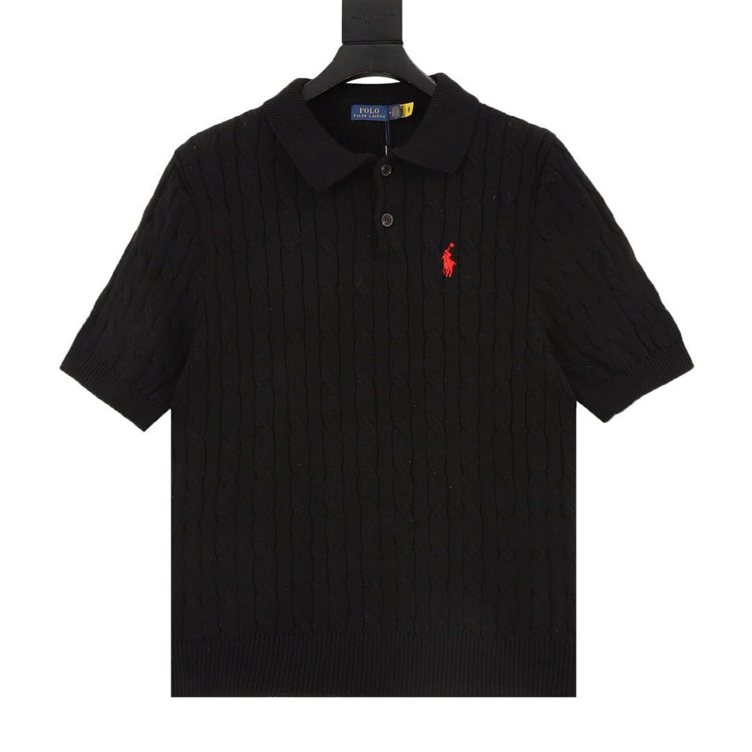 Ralph Lauren Spurs Knitted Polo Shirt Black