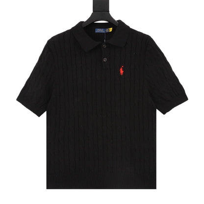 Ralph Lauren Spurs Knitted Polo Shirt Black