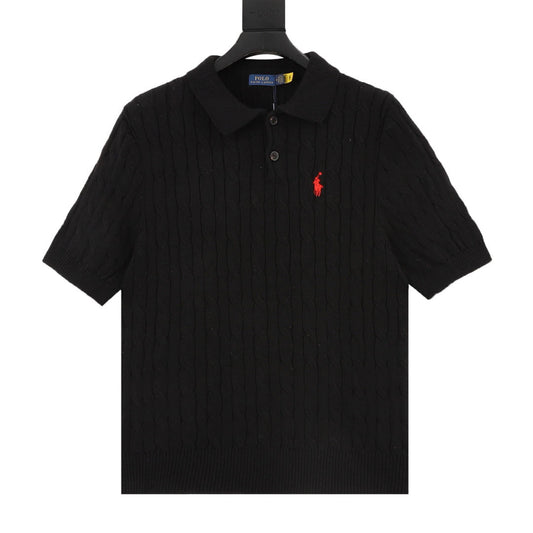 Ralph Lauren Spurs Knitted Polo Shirt Black