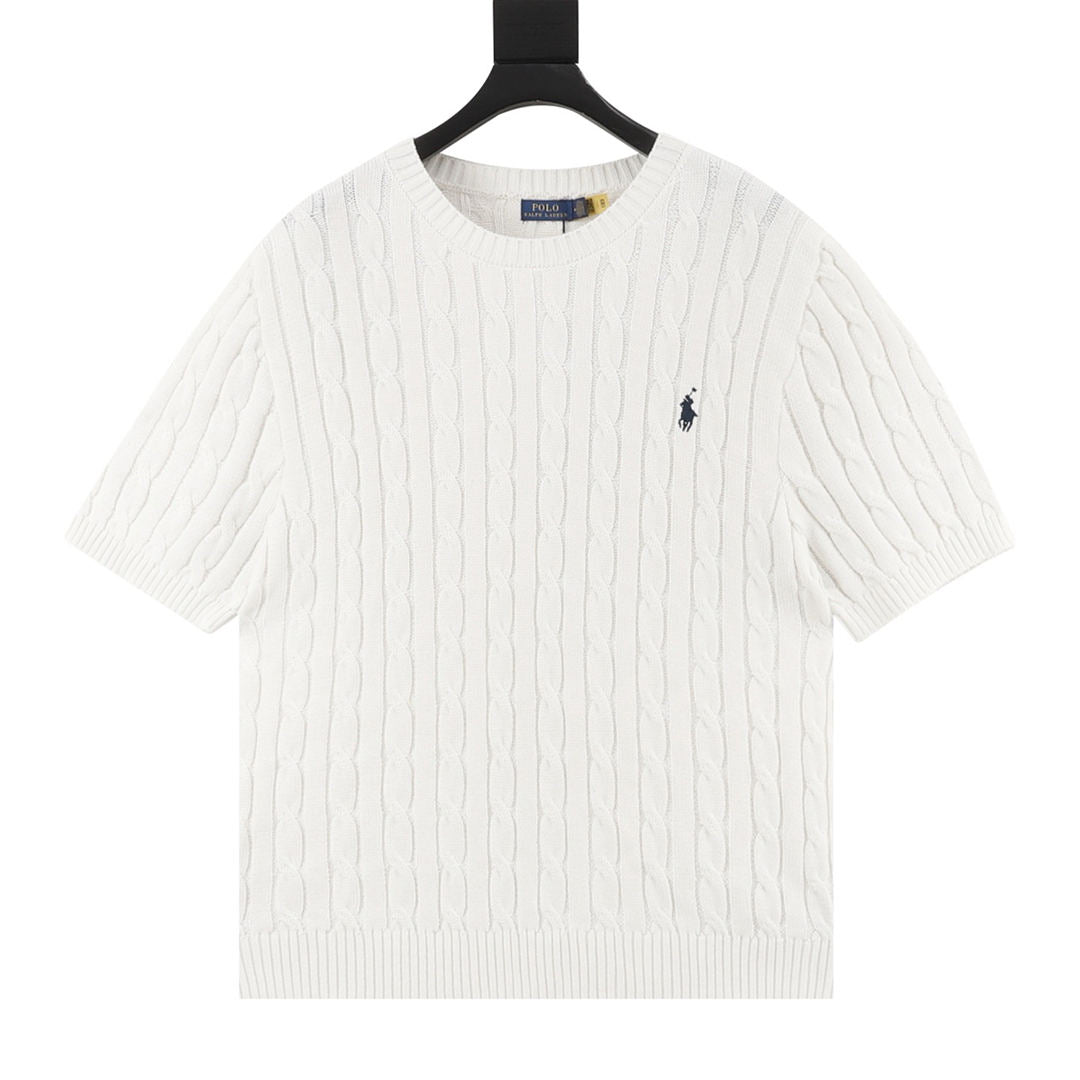 Ralph Lauren Cable-Knit Crewneck Sweater White
