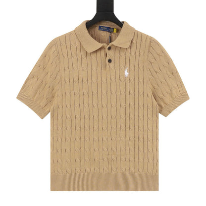 Ralph Lauren Spurs Knitted Polo Shirt Camel