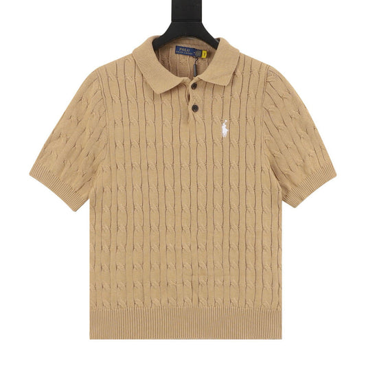 Ralph Lauren Spurs Knitted Polo Shirt Camel