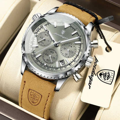 POEDAGAR Chrono Leather Watch