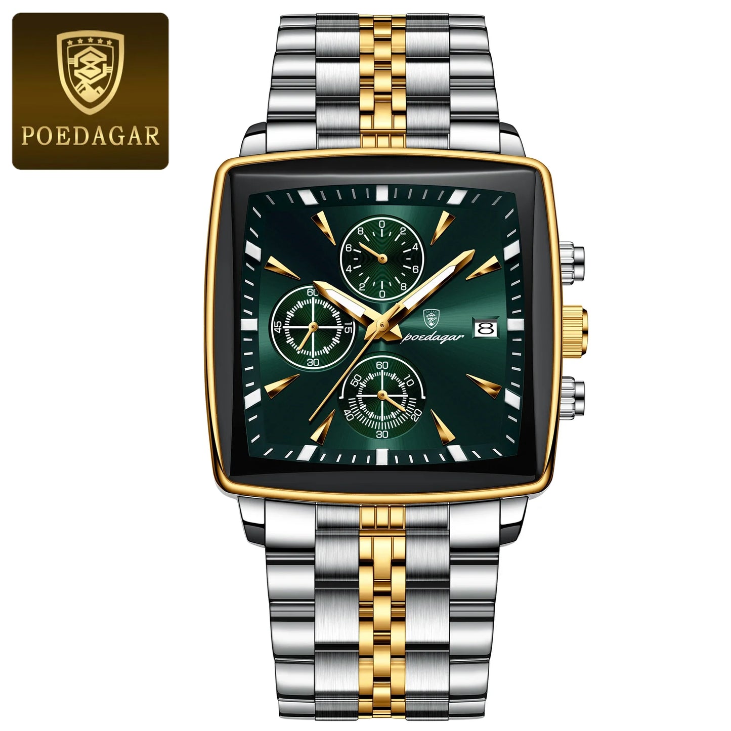POEDAGAR Prestige Square Chronograph Watch