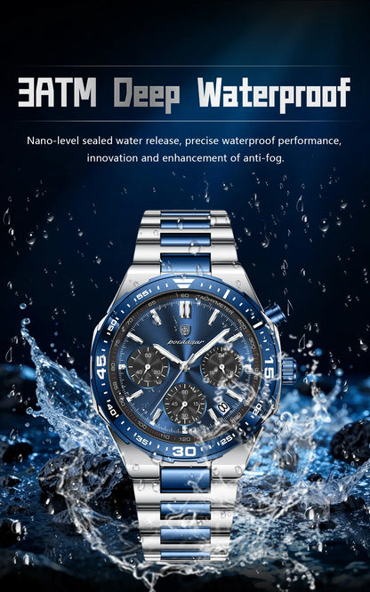 POEDAGAR Chrono Steel Watch