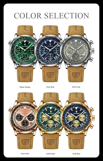 POEDAGAR Chrono Leather Watch